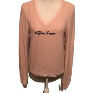 Wildfox caffiene dreams pullover, blush pink, xs